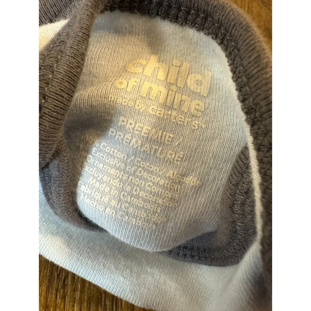 Vintage Child Of Mine Preemie Baby Boy Outfit Bodysuit Rookie Rhino Short Sleeve